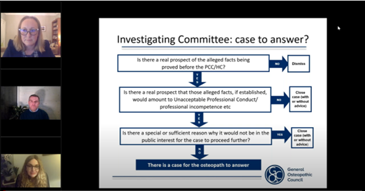 A screengrab from the webinar showing a slide and the person speaking